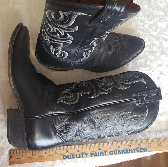 TONY LAMA Cowboy / Western Boots  Genuine Leather Black Men’s Size 10 D 7926 - Picture 13 of 15
